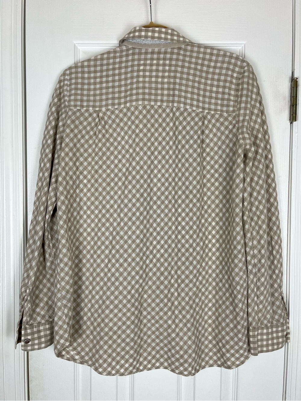 Lafayette 148 Cotton Linen Wool Blend Gingham Plaid Button Up Shirt Sz M - Picture 8 of 8